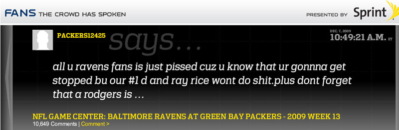 Illustration for article titled NFL.com Gives The Fans A (Stupid, Racist) Voice